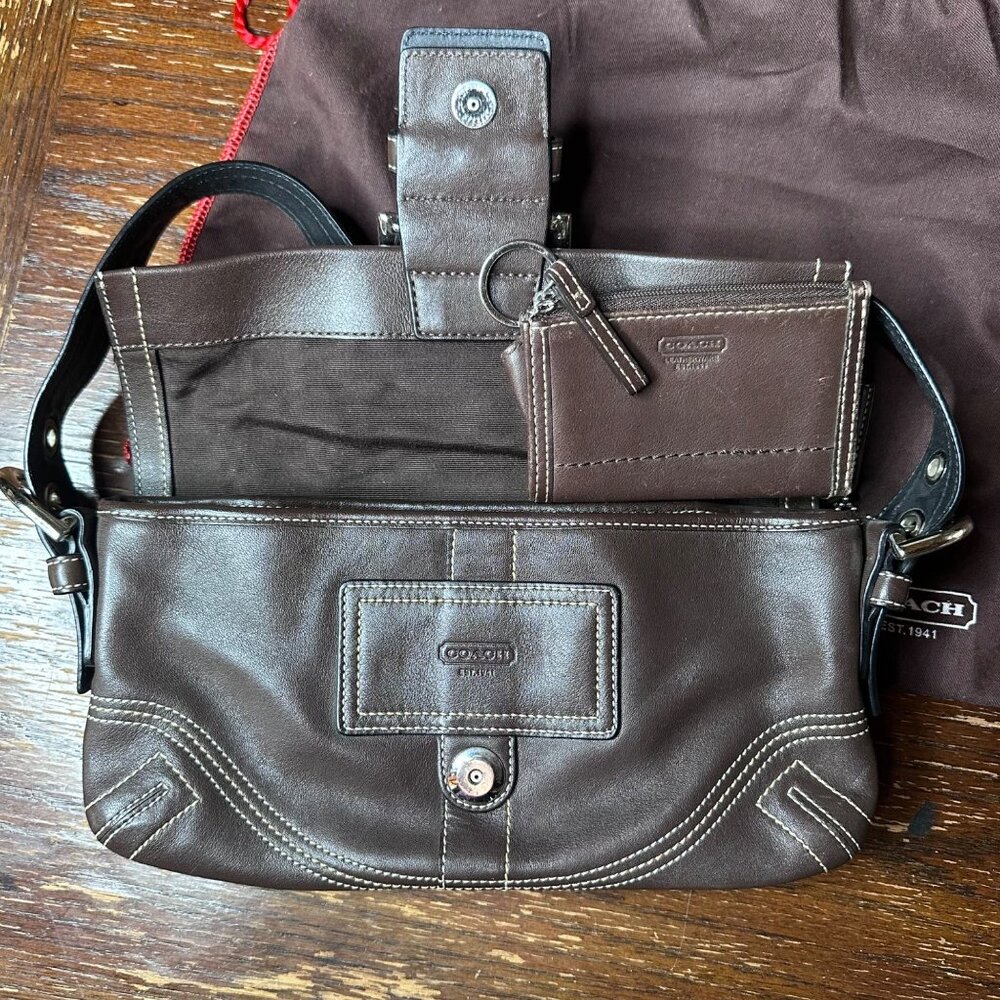 Vintage Coach Y2K Brown Leather Shoulder Bag With Dust Bag - Picture 15 of 15